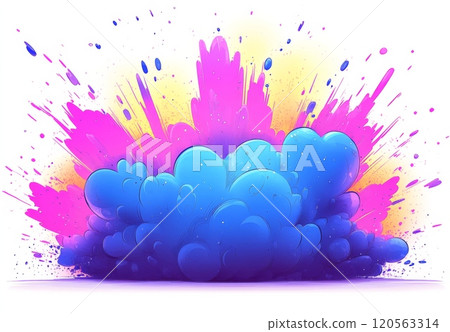 彩色卡通向量插畫與藍色爆炸 彩色卡通向量插畫與藍色爆炸 120563314
