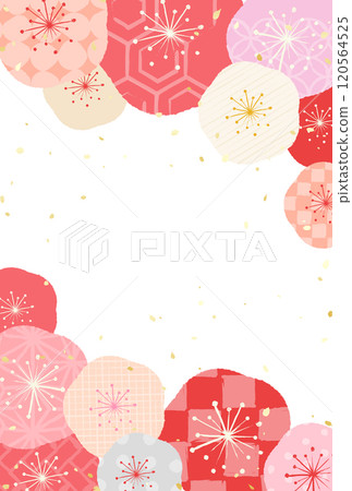 Plum blossom frame with various Japanese-style patterns 120564525