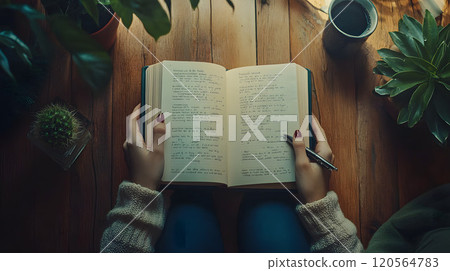 從上面看某人正在讀書 從上面看某人正在讀書 120564783