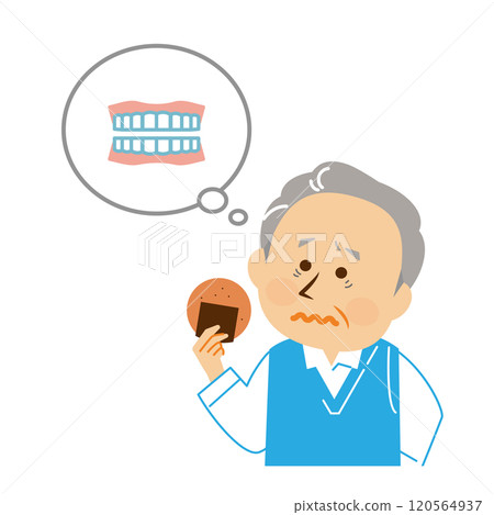 假牙老人擔心假牙插畫素材 假牙老人擔心假牙插畫素材 120564937