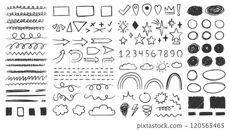 Hand Drawn Doodles, Scribbles and Elements Hand Drawn Doodles, Scribbles and Elements 120565465