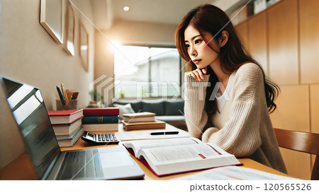 A woman studying 120565526