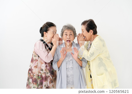 Senior woman, secret conversation, surprised Senior woman, secret conversation, surprised 120565621