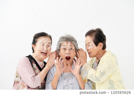 Senior woman, secret conversation, surprised Senior woman, secret conversation, surprised 120565626