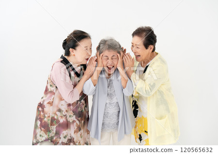 Senior woman, secret conversation, surprised Senior woman, secret conversation, surprised 120565632