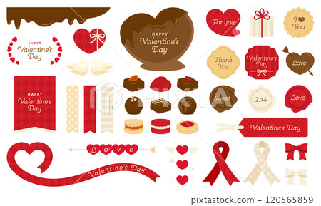 情人節框架&絲帶裝飾和巧克力糖果套裝 情人節框架&絲帶裝飾和巧克力糖果套裝 120565859