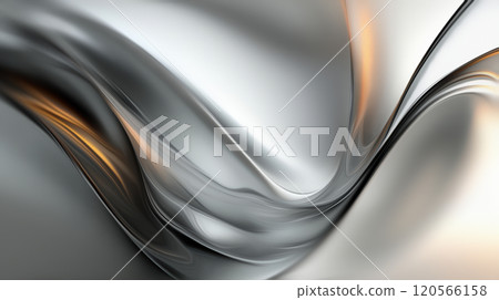 The artwork features a flowing metallic wave that creates a sense of movement and fluidity. Soft golden highlights reflect off the smooth surface, enhancing its dynamic appearance. This abstract The artwork features a flowing metallic wave that creates a sense of movement and fluidity. Soft golden highlights reflect off the smooth surface, enhancing its dynamic appearance. This abstract 120566158