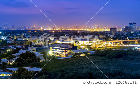Thailand, BTS Beirin Station - Night view of skyscrapers in downtown Bangkok / Bangkok, Thailand 120566181