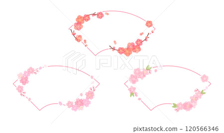 Plum, peach and cherry fan-shaped frame Plum, peach and cherry fan-shaped frame 120566346