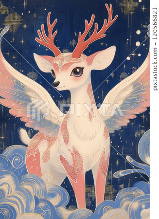 Fantasy, pastel and abstract deer illustration 120566821