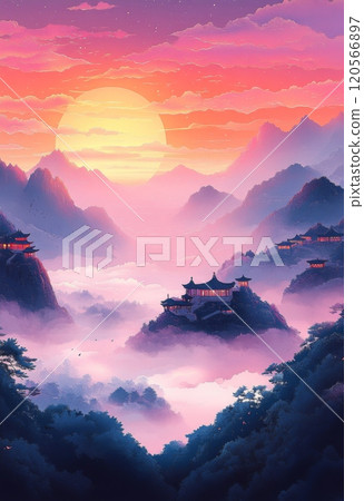 粉紅色和紫色的漸層天空和雲彩 粉紅色和紫色的漸層天空和雲彩 120566897