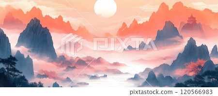 古代風景平面插畫 120566983