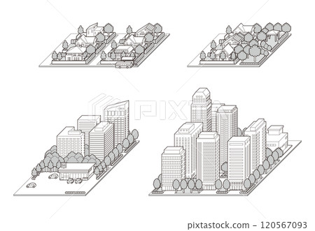 城市景觀的 3D 插圖。 120567093