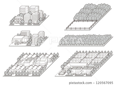 城市景觀的 3D 插圖。 120567095