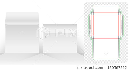 Box packaging die cut envelope template design isolated white background for your design, packaging branding, product compartment unique designs, minimalist conceptual holder, stationery pack template 120567212