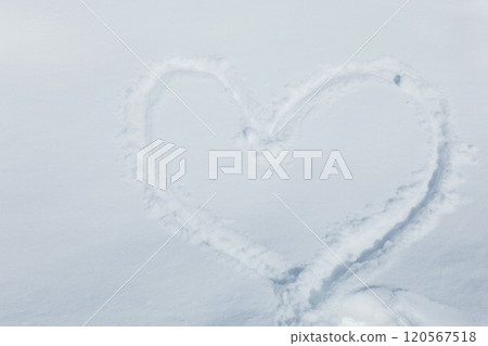 Heart drawn on snow Heart drawn on snow 120567518