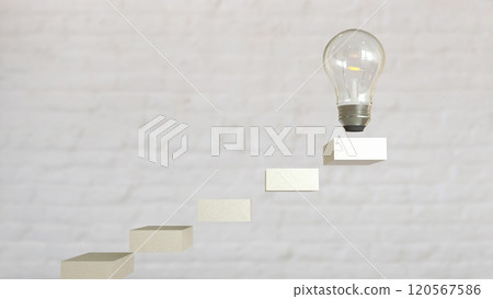 The Bulb on stair for creative or idea concept 3d rendering. The Bulb on stair for creative or idea concept 3d rendering. 120567586