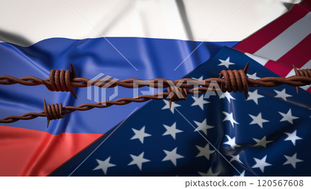 The Russia and USA flag for national or Background concept 3d rendering. The Russia and USA flag for national or Background concept 3d rendering. 120567608
