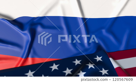 The Russia and USA flag for national or Background concept 3d rendering. 120567609