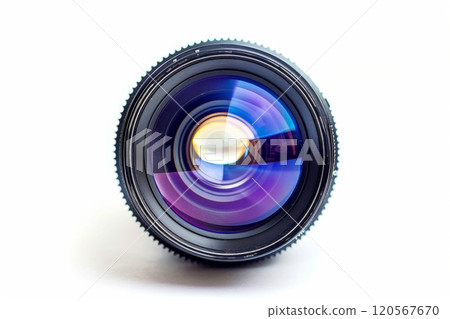 Close up of a camera lens on a white background 120567670