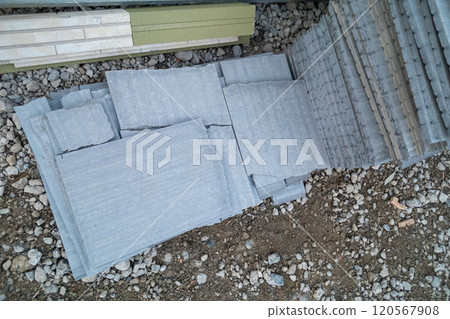 Siding materials placed on site 120567908