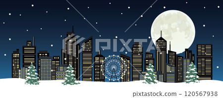 Winter cityscape with skyscrapers Winter cityscape with skyscrapers 120567938