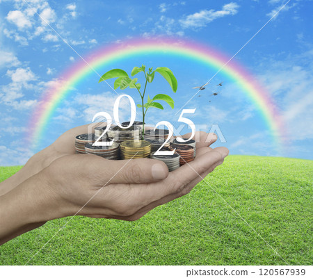 Happy new year 2025 business ecological cover concept 120567939