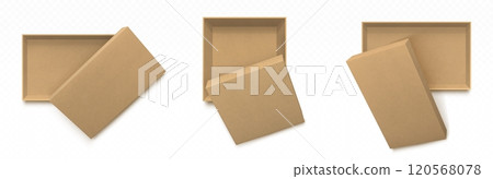 3d craft gift box top view mockup. Empty package 3d craft gift box top view mockup. Empty package 120568078