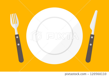 刀叉、盤子和餐墊的向量圖解複製空間框架簡單 刀叉、盤子和餐墊的向量圖解複製空間框架簡單 120568110