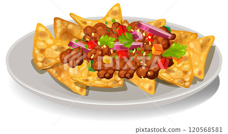 Delicious Nachos with Toppings Delicious Nachos with Toppings 120568581