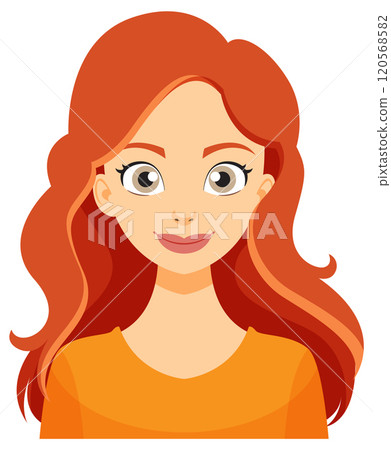 Smiling Woman with Long Red Hair 120568582