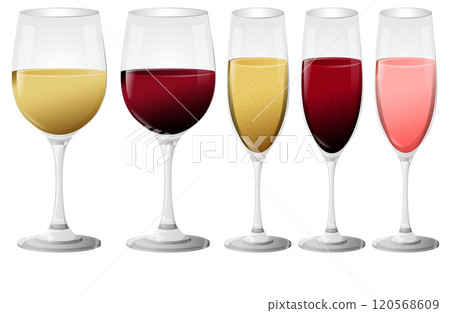 Assorted Wine Glasses Vector Illustration 120568609