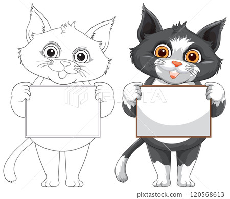 Cute Cats Holding Blank Signs 120568613