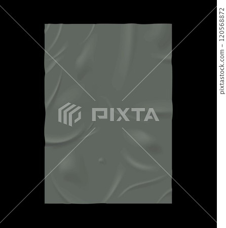 Paper wrinkled poster, glued uneven rectangle grey placard, vector realistic wet paper sheet blank crumpled dark texture Paper wrinkled poster, glued uneven rectangle grey placard, vector realistic wet paper sheet blank crumpled dark texture 120568872
