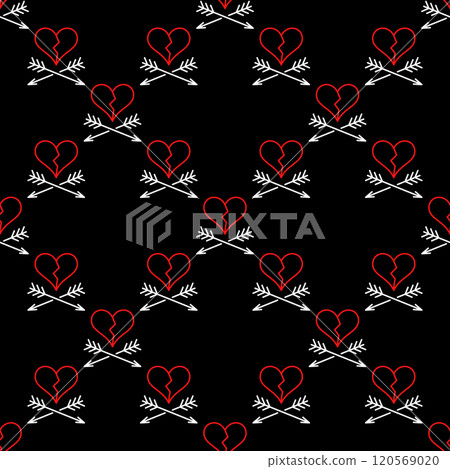 Arrows and Broken Heart vector Heart Broken line seamless pattern Arrows and Broken Heart vector Heart Broken line seamless pattern 120569020