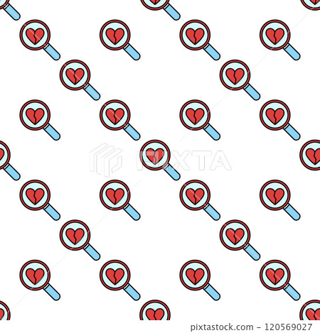 Broken Heart inside Magnifier vector Heartache modern seamless pattern Broken Heart inside Magnifier vector Heartache modern seamless pattern 120569027