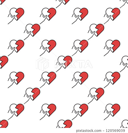 Hand hold Broken Heart vector Romantic Loss colored seamless pattern Hand hold Broken Heart vector Romantic Loss colored seamless pattern 120569039