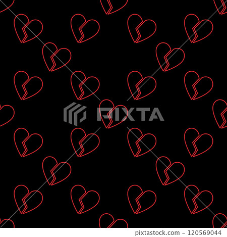 Heartbreak vector Broken Romance line seamless pattern 120569044
