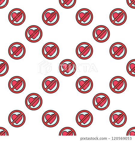 Love Forbidden - Broken Heart Ban vector colorful seamless pattern Love Forbidden - Broken Heart Ban vector colorful seamless pattern 120569053
