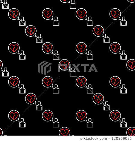 Man and Broken Heart in Speech Bubble vecto Heartache seamless pattern in outline style Man and Broken Heart in Speech Bubble vecto Heartache seamless pattern in outline style 120569055