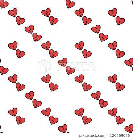 Pair of Red Broken Hearts vector Divorce or Heartbreak modern seamless pattern Pair of Red Broken Hearts vector Divorce or Heartbreak modern seamless pattern 120569056