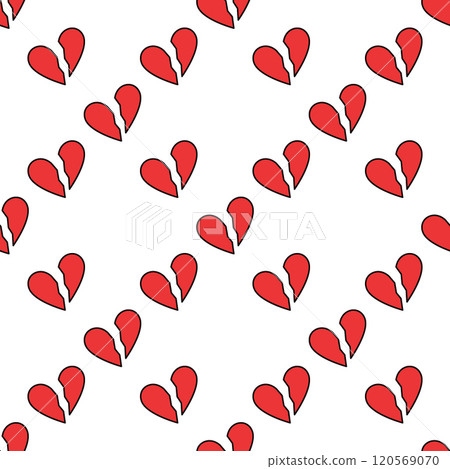 Red Heartbreak vector colored modern seamless pattern 120569070