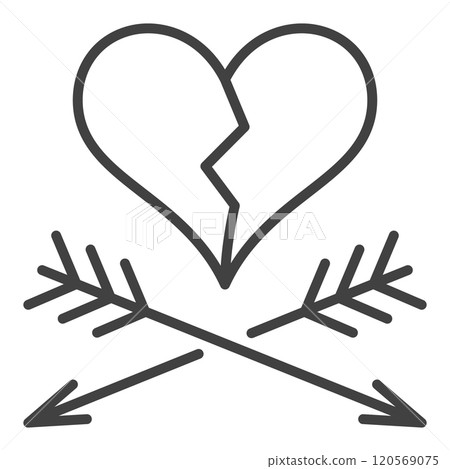 Arrows and Broken Heart vector Heart Broken line icon or symbol 120569075