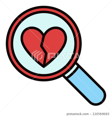 Broken Heart inside Magnifier vector Heartache colored icon or logo Broken Heart inside Magnifier vector Heartache colored icon or logo 120569083