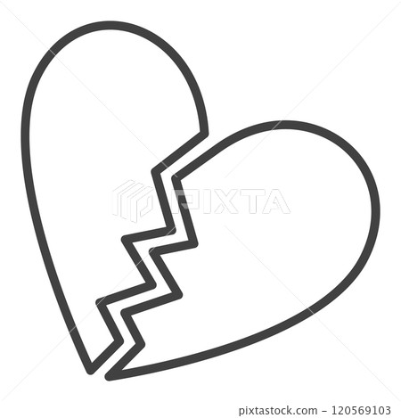 Heartbreak vector End of Love icon or Sadness symbol in line style 120569103