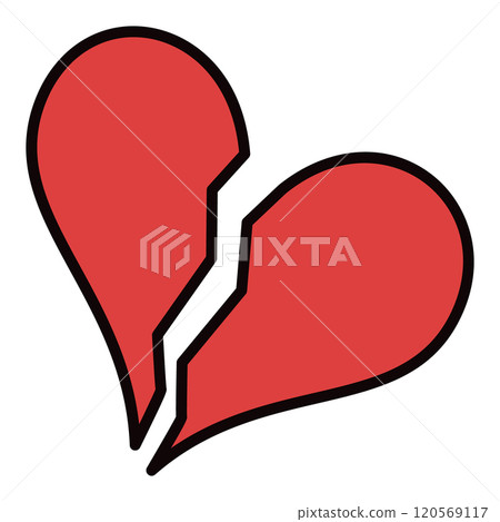 Red Broken Heart vector Despair and Loss colored icon or logo 120569117