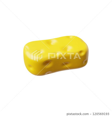 The yellow 3d sponge is designed for cleaning the bathroom on a white background The yellow 3d sponge is designed for cleaning the bathroom on a white background 120569193