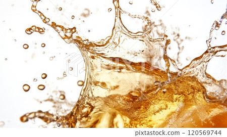 白色背景上飛濺的棕色液體 白色背景上飛濺的棕色液體 120569744