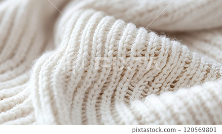 Close-up of white knitted fabric 120569801