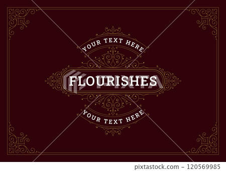 Luxury vintage calligraphic flourishes ornament greeting card design template vector illustration 120569985